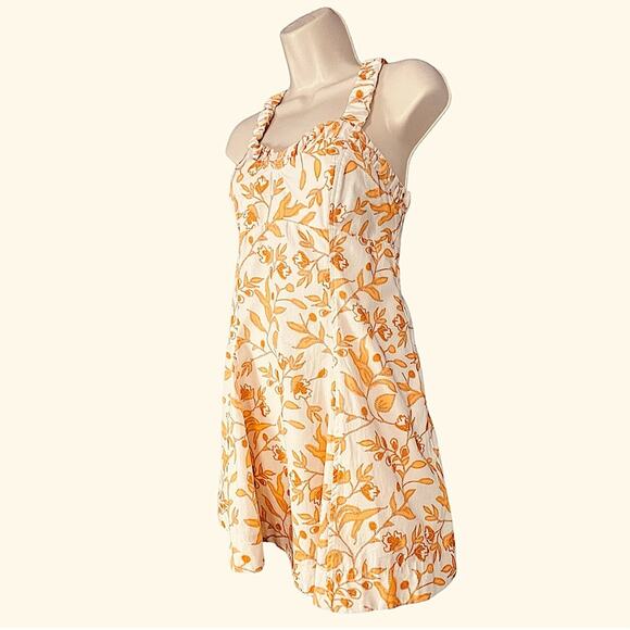 Anthropologie Maeve Sweetheart Orange White Floral Sleeveless Mini Dress X-Small - Picture 9 of 13